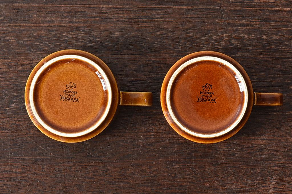アンティーク雑貨　イギリスビンテージ　HORNSEA(ホーンジー)HEIRLOOM(エアルーム)シリーズ　カップ&ソーサー2客セット(洋食器)(2)