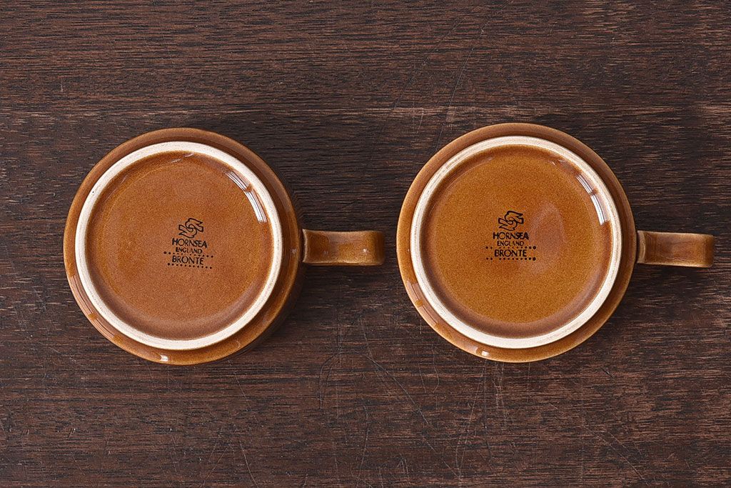 アンティーク雑貨　イギリスビンテージ　HORNSEA(ホーンジー)　BRONTE(ブロンテ)シリーズ　カップ&ソーサー&プレート2客セット(洋食器)(1)