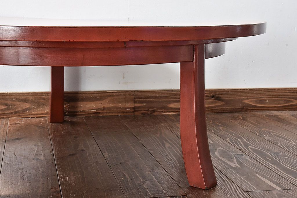 アンティーク家具　和製アンティーク　根来塗り!上品な佇まいの丸座卓(ちゃぶ台、ローテーブル)