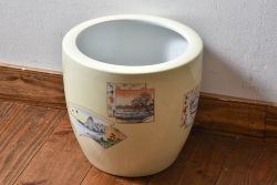 アンティーク雑貨　オールドノリタケ(日陶)　「東海道五十三次」　アンティーク火鉢(鉢カバー、傘立て)