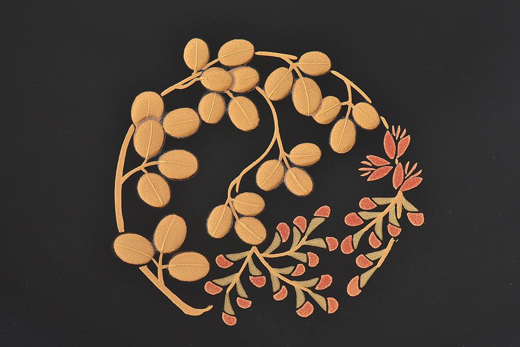 アンティーク雑貨 輪島塗 春帆造 花丸蒔絵 菓子皿(漆器)5枚