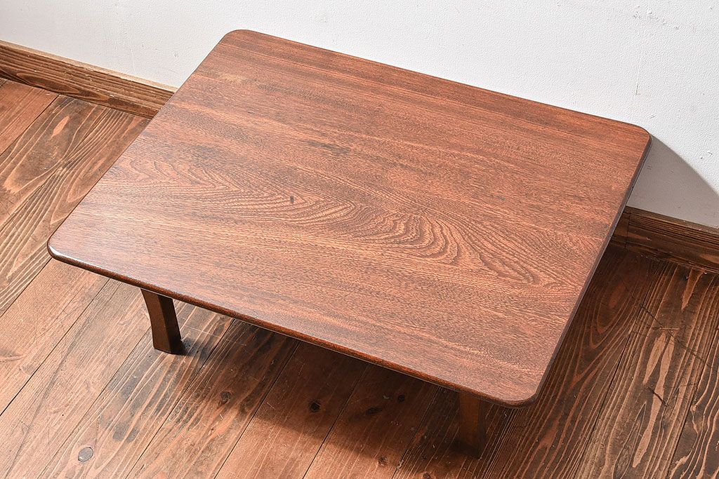 レトロ家具　和製アンティーク　昭和レトロな角ちゃぶ台(ローテーブル、座卓)