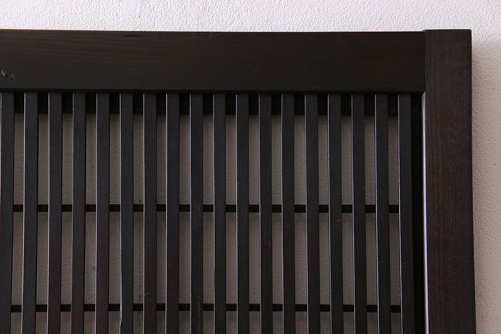 和製アンティーク　裏障子付き　上品な存在感を放つガラス帯格子戸(引き戸、建具)2枚セット