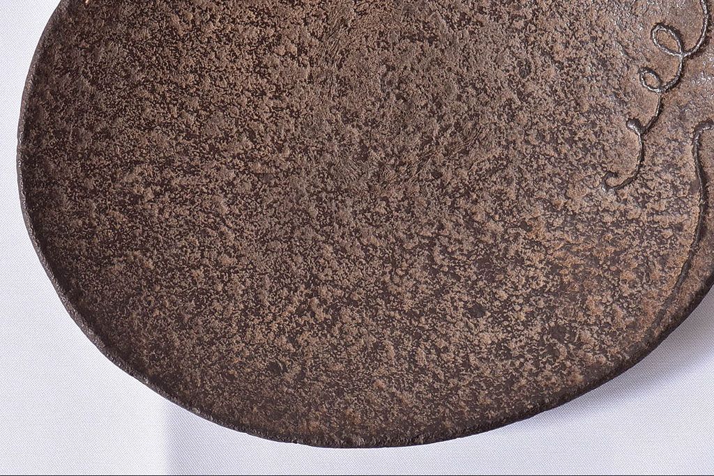アンティーク雑貨　平安金寿堂造　大正昭和期 鉄瓢形菓子盆(茶道具)・外箱付き