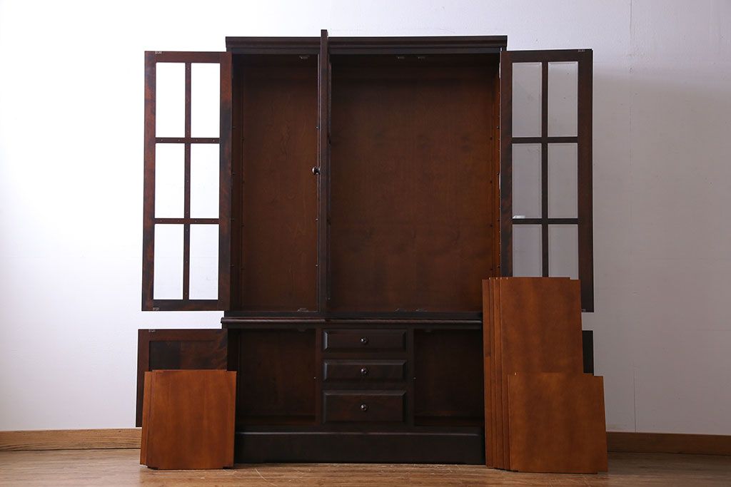 中古　北海道民芸家具　OM118本箱　滑らかな質感が美しいブックケース(食器棚、飾り棚、収納棚)(定価約60万円)(1)