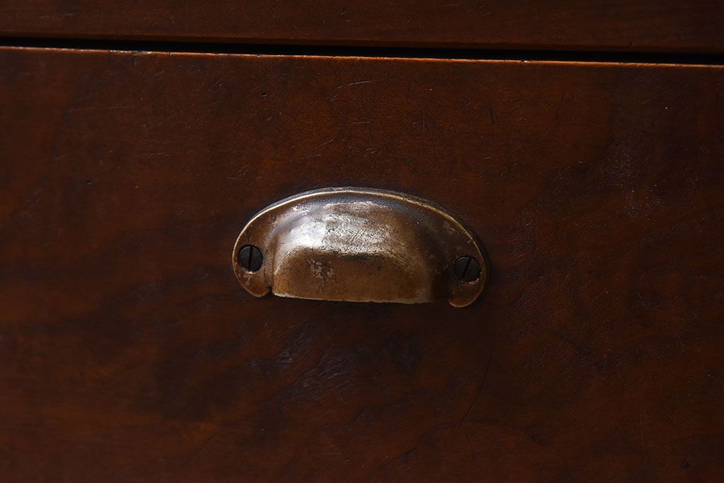 アンティーク家具　和製アンティーク　モールガラスがおしゃれなキャビネット(収納棚、戸棚、本箱)