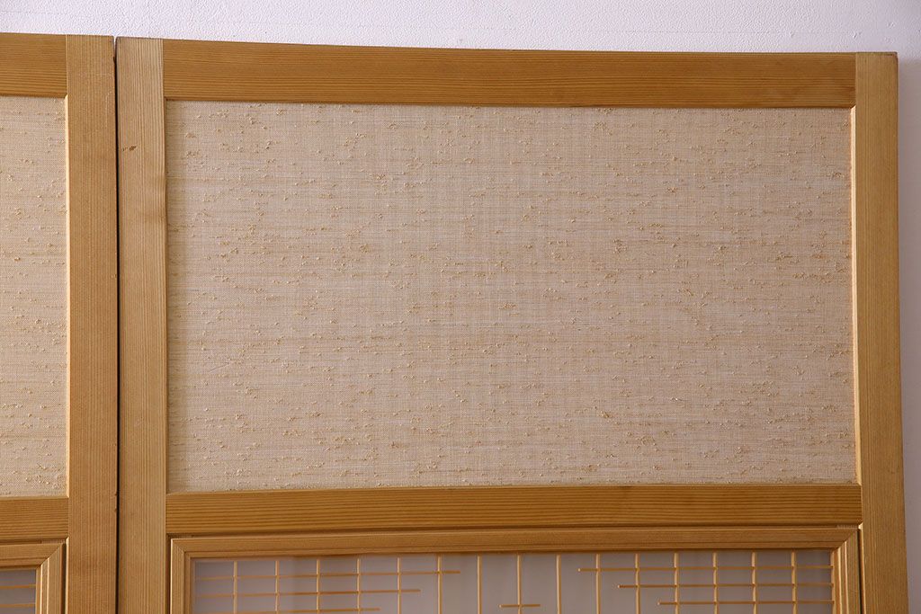 昭和期　美品　杉材の木目が存在感を放つ上質な組子帯戸(ガラス帯戸、引き戸、建具)4枚セット