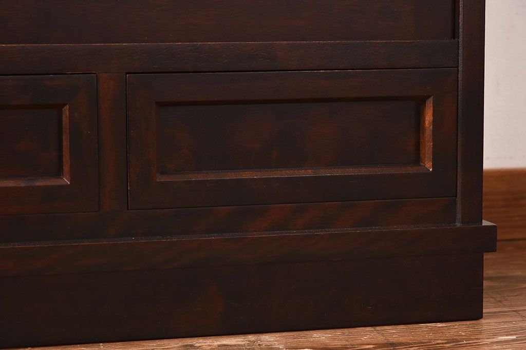 中古　北海道民芸家具　滑らかな質感が美しい和モダンな茶棚(収納棚、戸棚)
