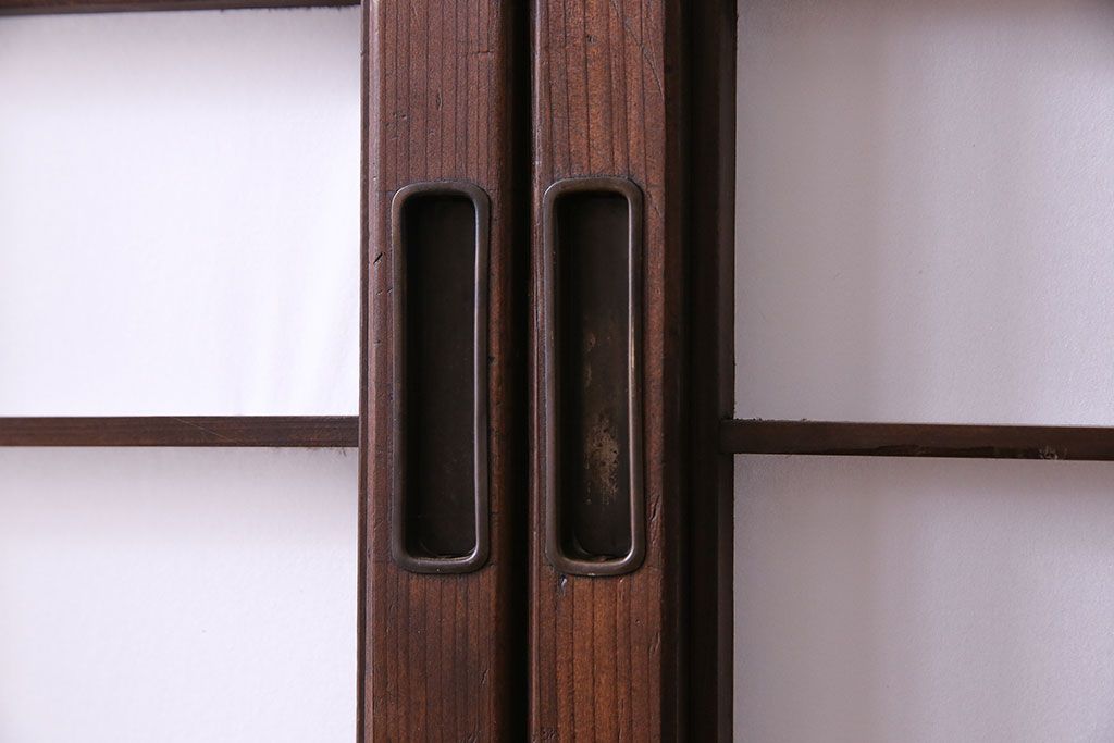 和製アンティーク　シックなデザインの縦額障子戸(引き戸、建具)4枚セット