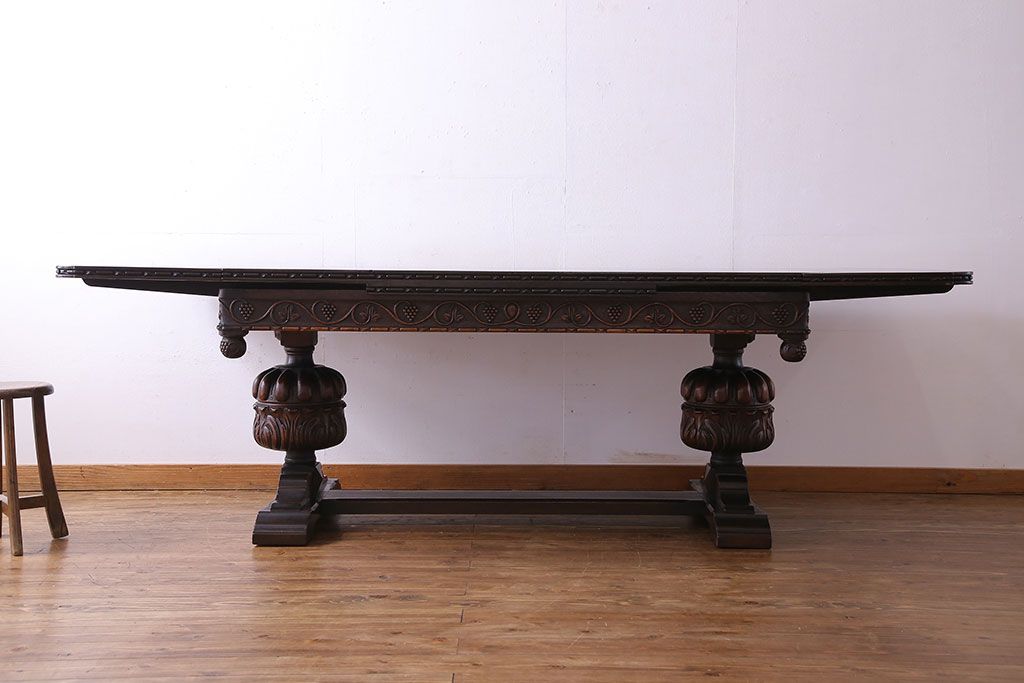 アンティーク家具　イギリスアンティーク　上質な特大ドローリーフテーブル(エクステンションテーブル)