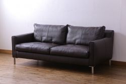 中古　極美品　アイラーセン(eilersen)　ストリームラインソファ(STREAMLINE SOFA)　本革(牛革)製2人掛けソファ・ダークブラウン