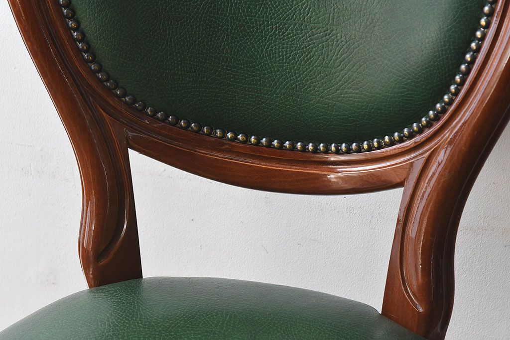 中古　フランス製　本革　上品な雰囲気漂うビーチ材のチェア(椅子)(1)