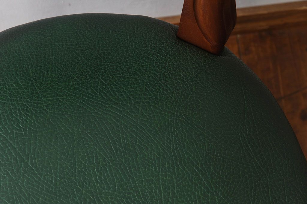 中古　フランス製　本革　上品な雰囲気漂うビーチ材のチェア(椅子)(3)