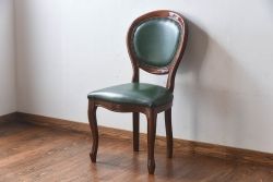 中古　フランス製　上品なデザインが魅力的な本革のチェア(椅子)(3)