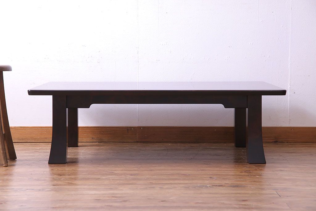 中古　北海道民芸家具　深みのある質感と作りの良さが魅力のローテーブル(座卓、リビングテーブル)