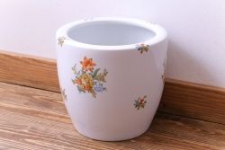 アンティーク雑貨　【F様ご成約済み・ご決済用】オールドノリタケ(日陶)　色絵　草花　上品な雰囲気漂う壱型火鉢(手あぶり、鉢カバー)