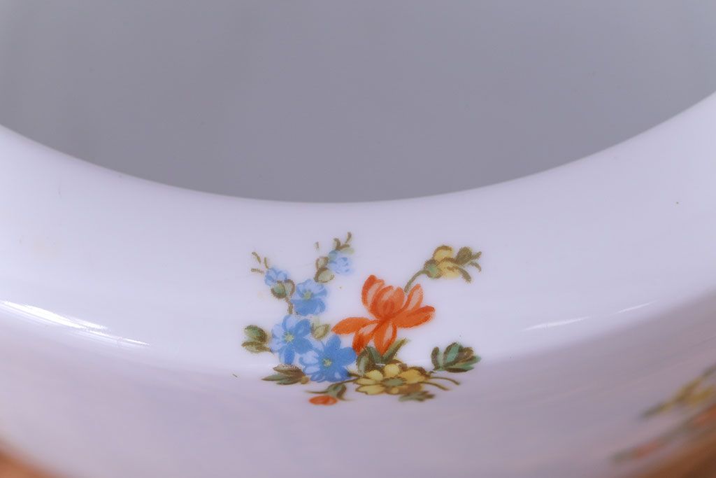 アンティーク雑貨　【F様ご成約済み・ご決済用】オールドノリタケ(日陶)　色絵　草花　上品な雰囲気漂う壱型火鉢(手あぶり、鉢カバー)