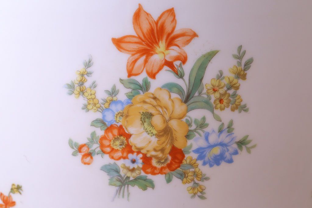 アンティーク雑貨　【F様ご成約済み・ご決済用】オールドノリタケ(日陶)　色絵　草花　上品な雰囲気漂う壱型火鉢(手あぶり、鉢カバー)