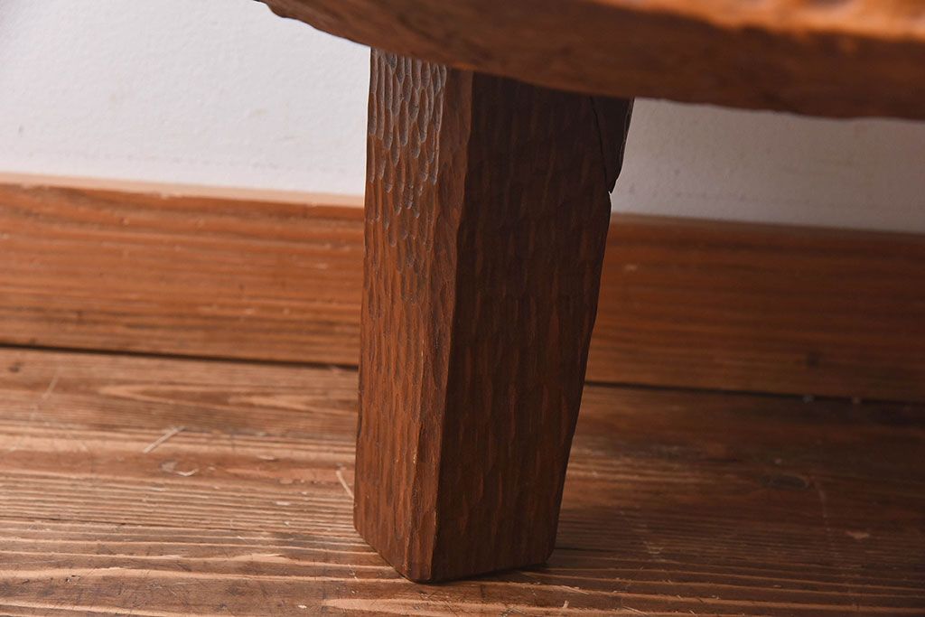 アンティーク家具　1970年頃　総ケヤキ材　天板の形が印象的なセンターテーブル(座卓)