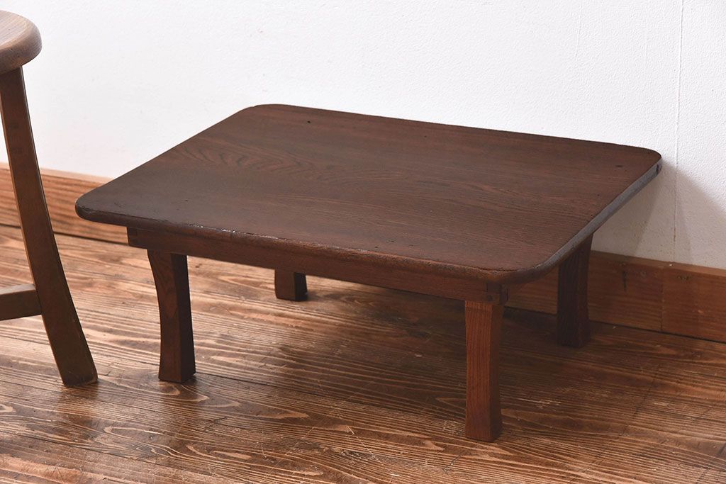レトロ家具　昭和レトロ　ぬくもりのある栓材製のちゃぶ台(座卓、ローテーブル)