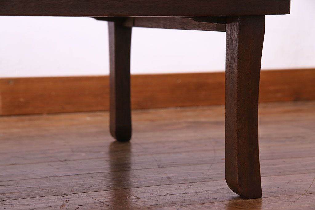 アンティーク家具　和製アンティーク　オーバル型　おしゃれなシルエットのローテーブル(ちゃぶ台、座卓)