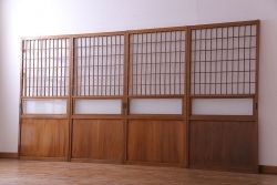【S様ご成約分】なつかしさ漂う昭和レトロのガラス障子戸(格子戸、引き戸)4枚セット