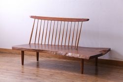 中古　ジョージナカシマ　BENCH　CN108　木そのままの味わいが伝わるコノイドベンチ(ジョージ・ナカシマ、長椅子、板座チェア)
