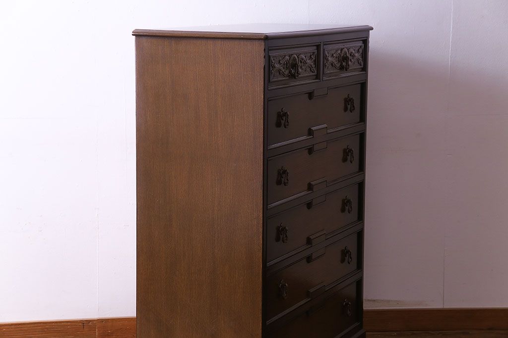 ビンテージ　神戸洋家具老舗たかねや製　オーク材使用の上品なチェスト(引き出し)(永田良介)