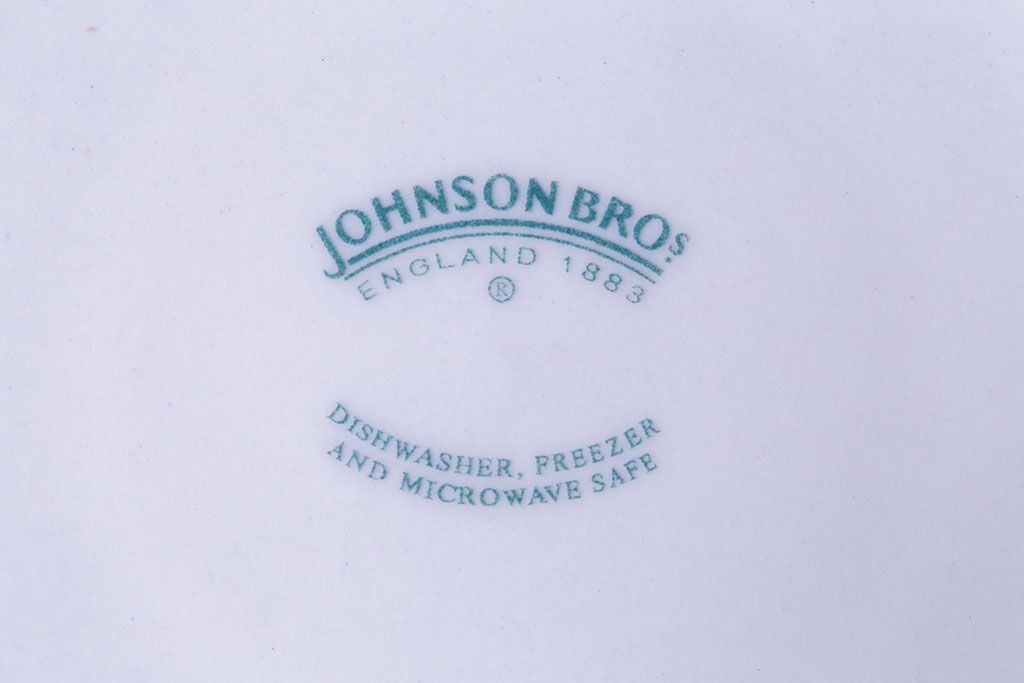 アンティーク雑貨　イギリスビンテージ　JOHNSON BROTHERS(ジョンソン・ブラザーズ)　Indies Blue(サインディーズ・ブルー)シリーズ カップ&ソーサー&プレート2客セット(洋食器)(2)