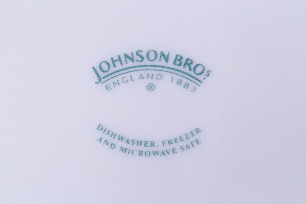 アンティーク雑貨　イギリスビンテージ　JOHNSON BROTHERS(ジョンソン・ブラザーズ)　Indies Blue(サインディーズ・ブルー)シリーズ カップ&ソーサー&プレート2客セット(洋食器)(2)