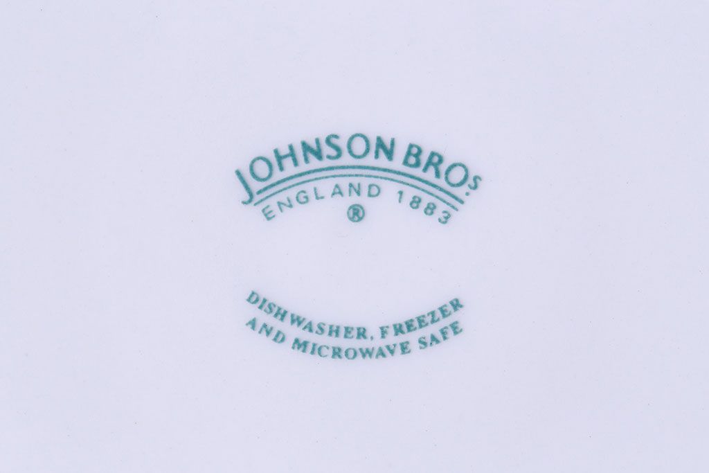 アンティーク雑貨　イギリスビンテージ　JOHNSON BROTHERS(ジョンソン・ブラザーズ)　Indies Blue(サインディーズ・ブルー)シリーズ カップ&ソーサー&プレート2客セット(洋食器)(3)