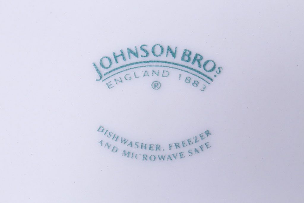 アンティーク雑貨　イギリスビンテージ　JOHNSON BROTHERS(ジョンソン・ブラザーズ)　Indies Blue(サインディーズ・ブルー)シリーズ カップ&ソーサー&プレート2客セット(洋食器)(3)