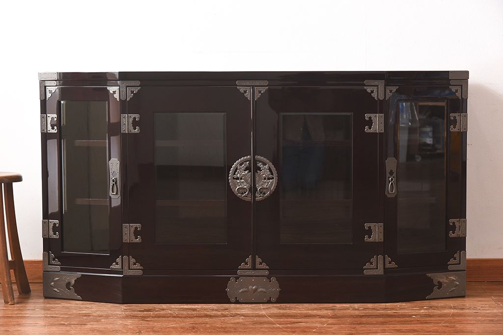 中古美品　欅産業　特注品!ハイセンスな木地呂漆塗りサイドボード(仙台箪笥、収納棚)(定価約70万円)