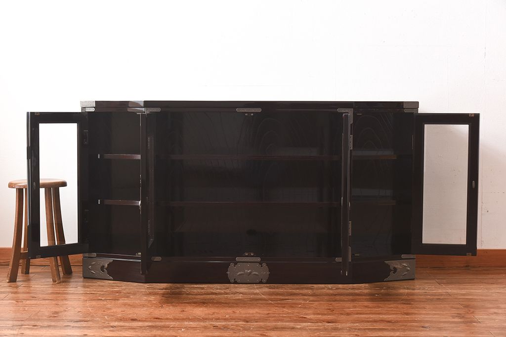中古美品　欅産業　特注品!ハイセンスな木地呂漆塗りサイドボード(仙台箪笥、収納棚)(定価約70万円)