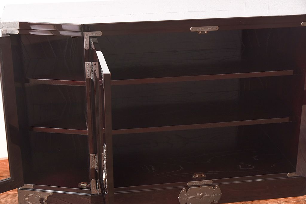 中古美品　欅産業　特注品!ハイセンスな木地呂漆塗りサイドボード(仙台箪笥、収納棚)(定価約70万円)