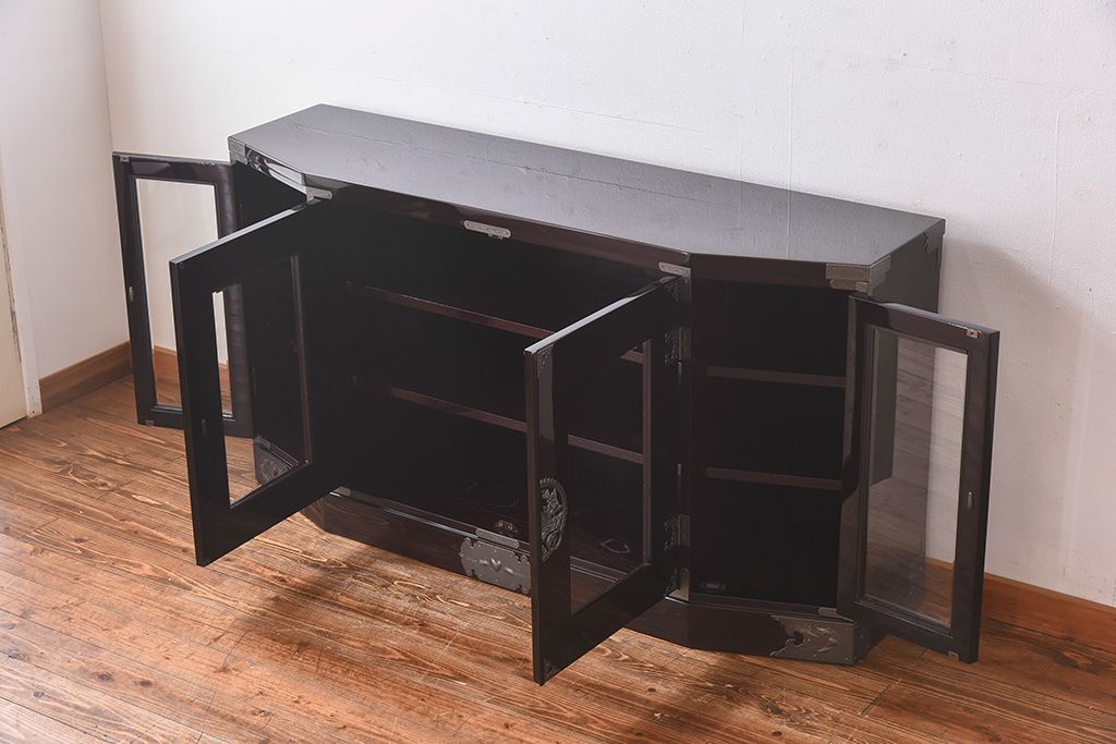 中古美品　欅産業　特注品!ハイセンスな木地呂漆塗りサイドボード(仙台箪笥、収納棚)(定価約70万円)