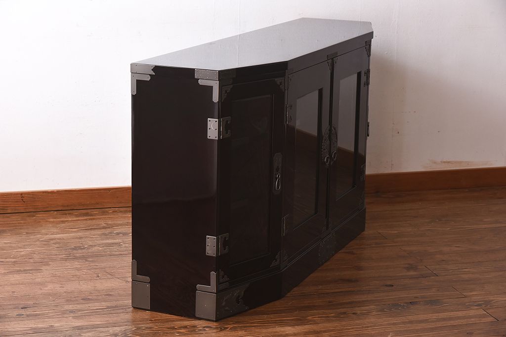 中古美品　欅産業　特注品!ハイセンスな木地呂漆塗りサイドボード(仙台箪笥、収納棚)(定価約70万円)