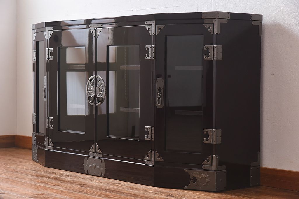 中古美品　欅産業　特注品!ハイセンスな木地呂漆塗りサイドボード(仙台箪笥、収納棚)(定価約70万円)