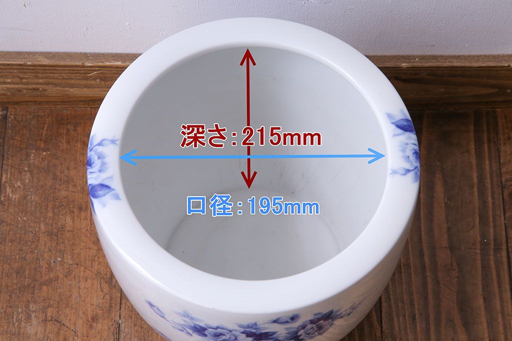 アンティーク雑貨　ノリタケ・則武(日陶)　オールドノリタケ　ブルーローズ　染付火鉢(鉢カバー)(3)