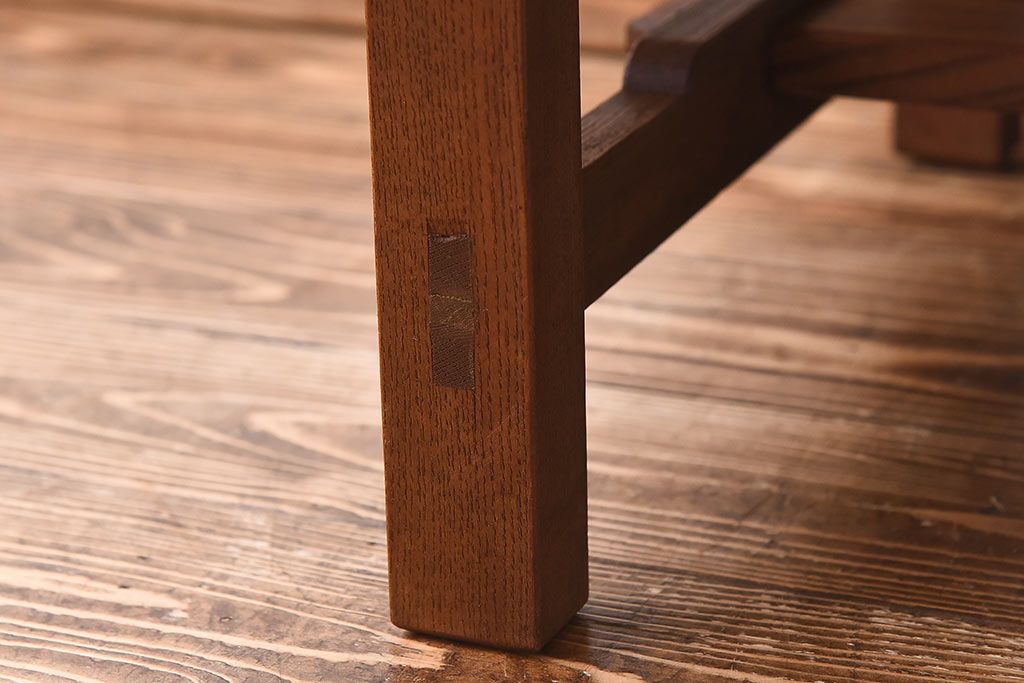 アンティーク家具　和製アンティーク　天板一枚板　総ケヤキ材　力強い杢目が印象的なセンターテーブル(作業台、机)