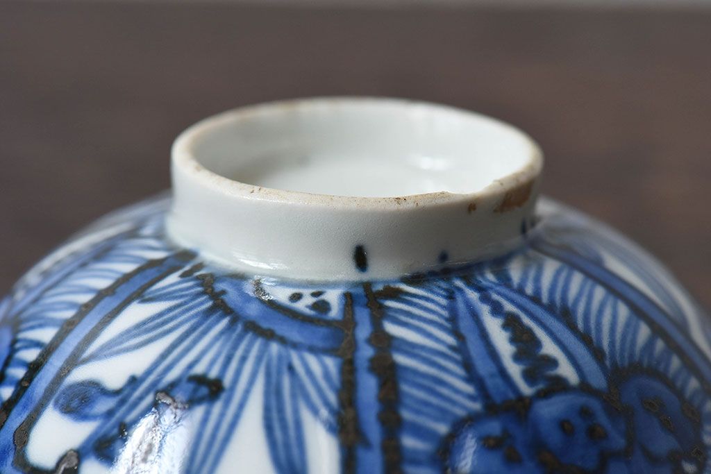 江戸時代後期　伊万里焼　染付　蓋茶碗2客セット(1)