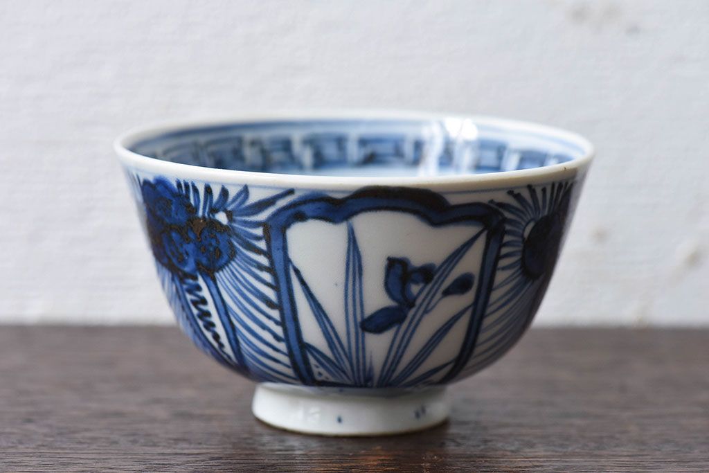 江戸時代後期　伊万里焼　染付　蓋茶碗2客セット(1)