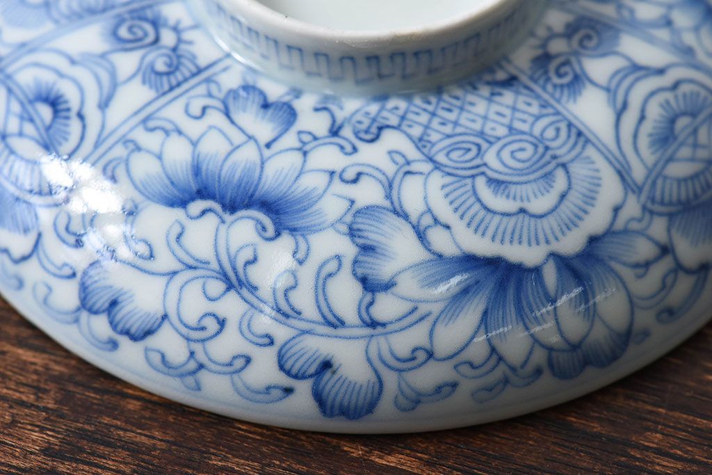 江戸時代後期　伊万里焼　線描染付　蓋茶碗2客セット