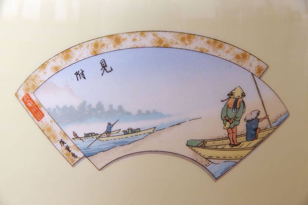 アンティーク雑貨　オールドノリタケ(日陶)　「東海道五十三次」火鉢(手あぶり、鉢カバー、傘立て)