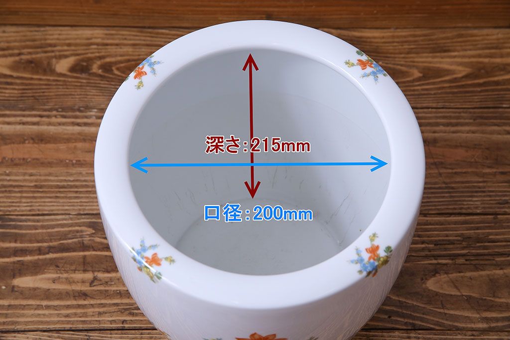 アンティーク雑貨　オールドノリタケ(日陶)　色絵　草花　上品な雰囲気漂う壱型火鉢(手あぶり、鉢カバー、傘立て)(1)