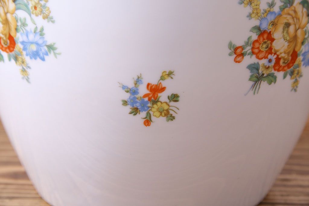 アンティーク雑貨　オールドノリタケ(日陶)　色絵　草花　上品な雰囲気漂う壱型火鉢(手あぶり、鉢カバー、傘立て)(1)