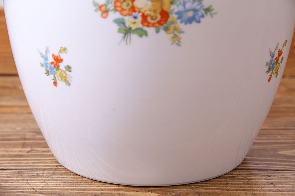 アンティーク雑貨　オールドノリタケ(日陶)　色絵　草花　上品な雰囲気漂う壱型火鉢(手あぶり、鉢カバー、傘立て)(2)