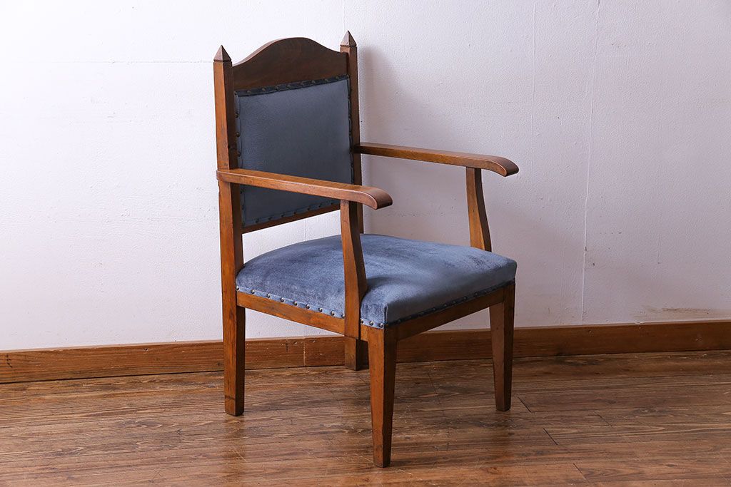 家具・インテリアアンティーク 三越ブルージュ チャーチチェア 木製椅子 イス チェア 書斎レトロ