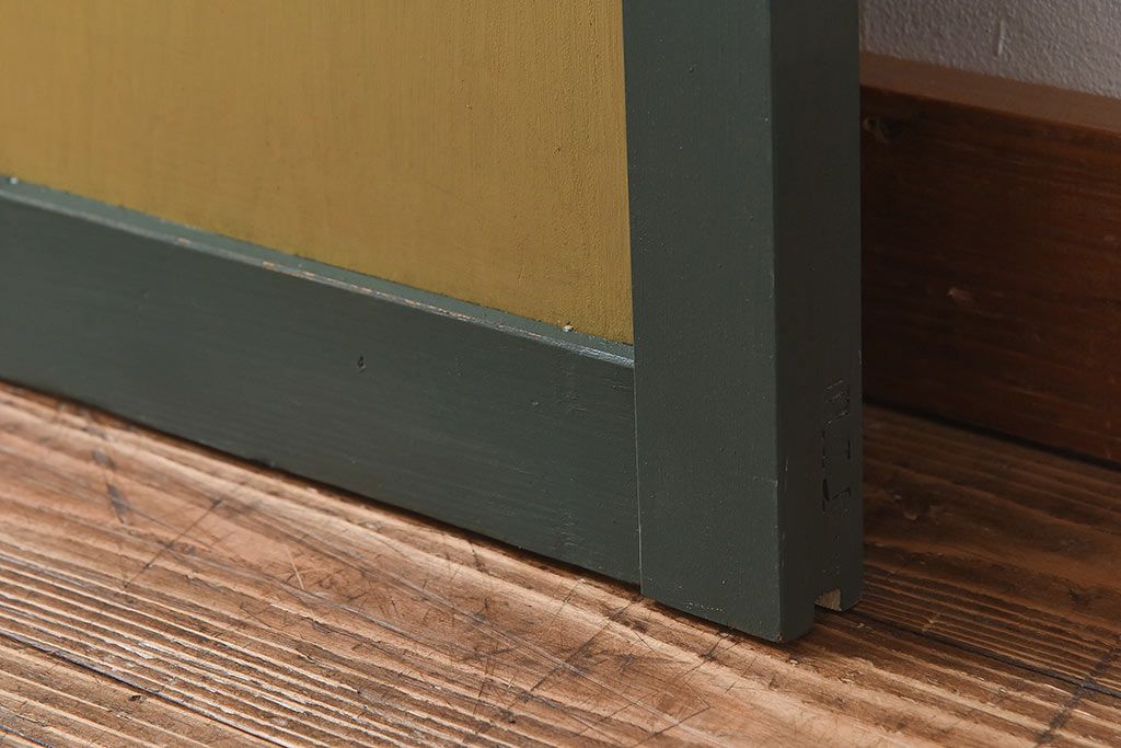 ペイント家具　色ガラス入り　レトロなカラーがおしゃれなガラス戸1枚(引き戸、建具)