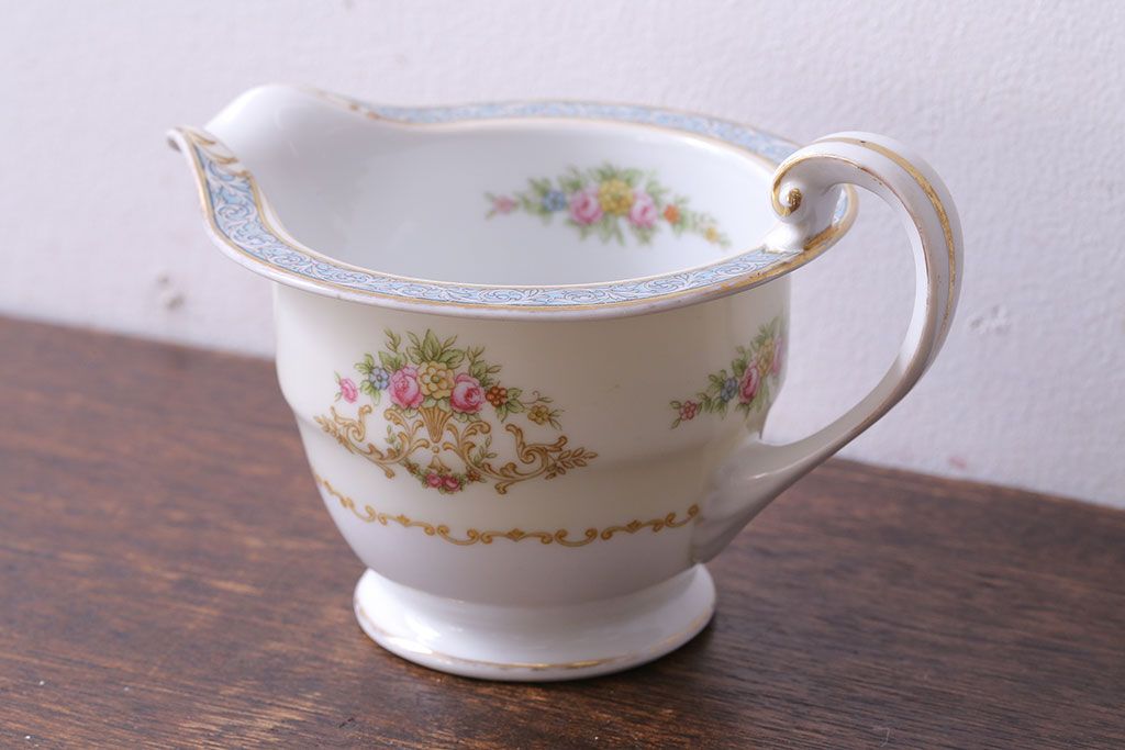 アンティーク雑貨　中古　ノリタケ(Noritake)　上品な花柄のミルクピッチャー(クリーマー、ミルクポット)